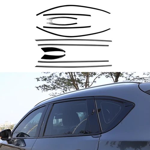 Car Window Molding Trims Seal Belt Strips Gloss Black For Mazda CX-5 2017- 2025 - Picture 2 of 5