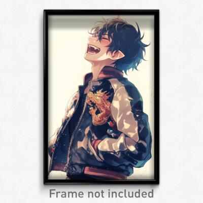 Anime Art Poster - Boy Feeling Happiness, Marvelous Cropped Jacket (Print)
