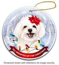 Maltipoo All Wrapped Up For Christmas Holiday Ornament
