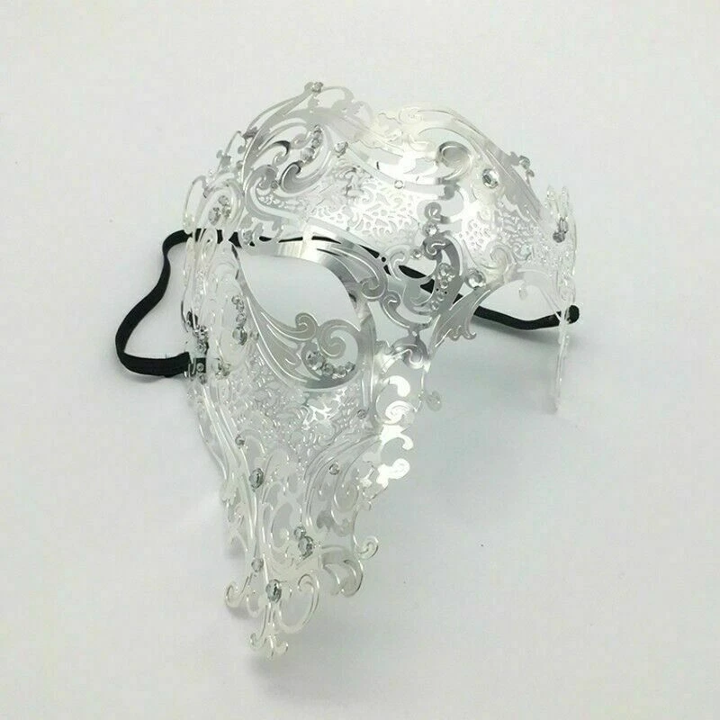 Metal Venetian Mask Masquerade Half Face Party Filigree Rhinestone Diamante - Image 4 of 4