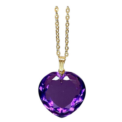 Heart Shape Amethyst Pendant Handmade Silver Pendant Purple Amethyst Gemstone
