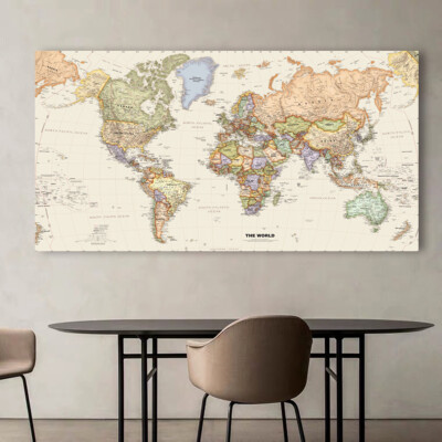 World Map Poster Legacy World Geography Map Silk Canvas Wall Prints Decor 145