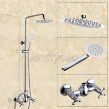 Chrome Brass 8" Rain Exposed Shower Faucet Dual Handles W/ Hand Shower Kcy309