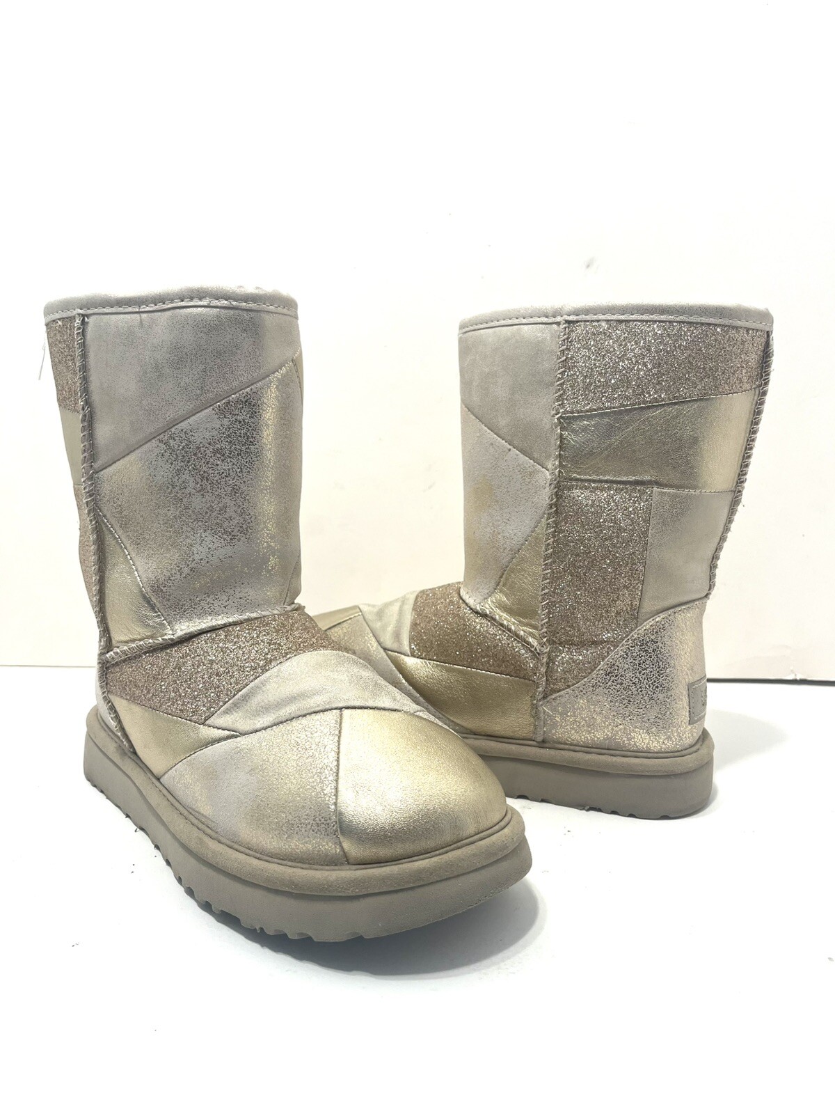 Rare UGG Classic Gold Glitter Patchwork Pull On S… - image 17