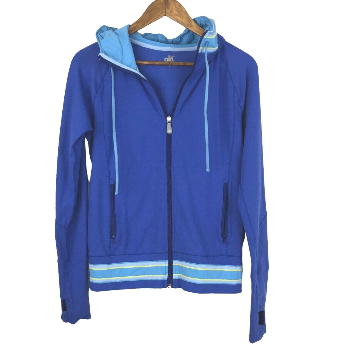 ALO Yoga Blue Purple Jacket Full Zip Hoodie Athletic CoolFit