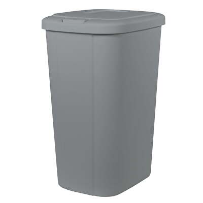  new，13.3 Gallon Trash Can, Plastic Touch Top Kitchen Trash Can, Grey