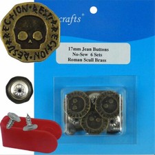 17 mm No-Sew Brass Replacement Jean Tack Buttons FGA13 6  6 CT. w/Tool