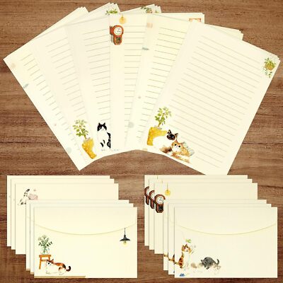 36 PCS Writing Paper and Envelopes Set Warm Cute Cat Themed Stationary Set De...