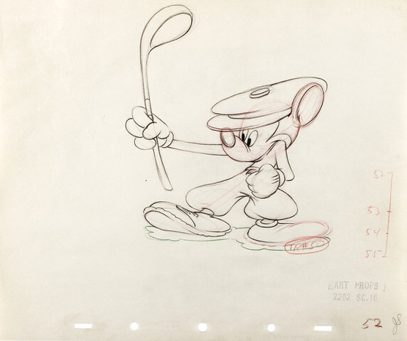Disney:Mickey Mouse Original Production Drawing-Canine Caddy-1941