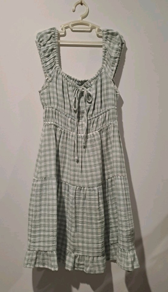 Ghanda Women’s Sz AU XS Girls 12/14 Mini Dress Cotton Gingham Check Sundress 