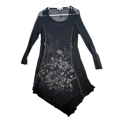 Fashion Concept Tunic Top Mini Dress Womens L Sheer Mesh Whimsigoth Dollcore