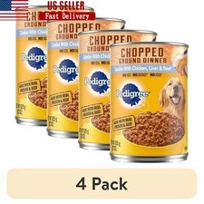 4 Pack Chopped Ground Dinner Wet Dog Food Chicken Liver Beef Flavor 22oz Can New 2.71 per gallon