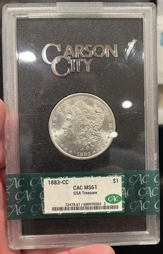 1883-CC Carson City Morgan Silver Dollar CAC Graded MS61 GSA Treasure $1