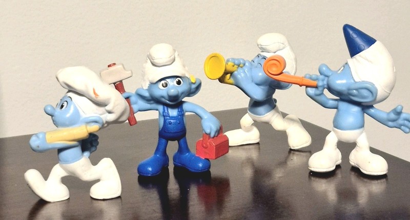 Peyo For McDonald's Smurf Toy Lot 2013 PVC Baker, Trumpeter, Party Planner,  etc