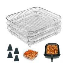 BYKITCHEN 8 inch Square Air Fryer Rack, 3pcs Stackable Stainless St... Fast Ship