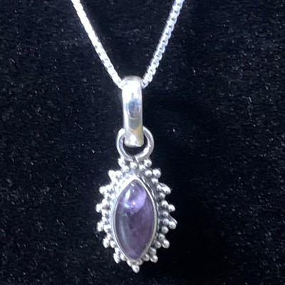 Sterlingsilber Bali Stil Amethyst Anhänger 20'' Box Kette Halskette elegante Schicht
