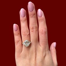 14k Multi tone Gold Diamond Ring E F VVS2 IGI  Lab Grown 5.90 Carat Oval Cut