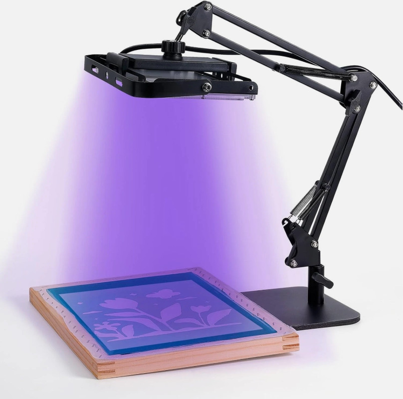 Lampe sérigraphie LED 50W et stand rétractable pour atelier maison