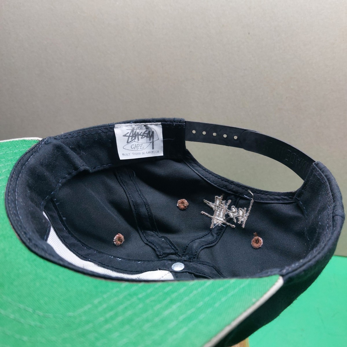 Vintage 90s Stussy Capz Crown Logo Snapback Hat Cap Made In USA