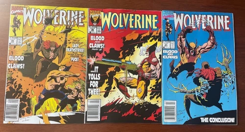 WOLVERINE # 35 36 37 BLOOD AND CLAWS NM NEWSSTAND COPIES LADY DEATHSTRIKE MARVEL