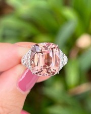 Cushion Cut Morganite Ring 925 Sterling Silver Gift For Her Engagement Ring.