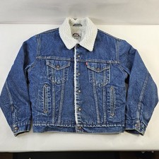 Levi  s Sherpa Lined Blue Denim Trucker Jacket Men's SZ 40 Made In USA 80s Vtg