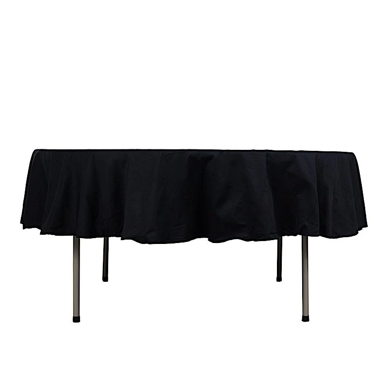 90" Black 100% COTTON ROUND TABLECLOTH High Quality Catering Home Dinner Linens - Image 4 of 4