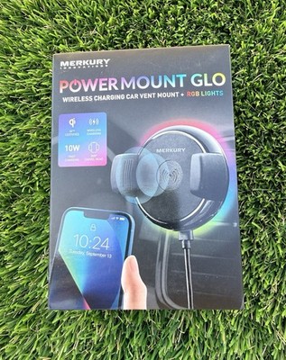 Merkury Innovations Power Mount Glo Qi Wireless Car Vent Mount RGB Lights