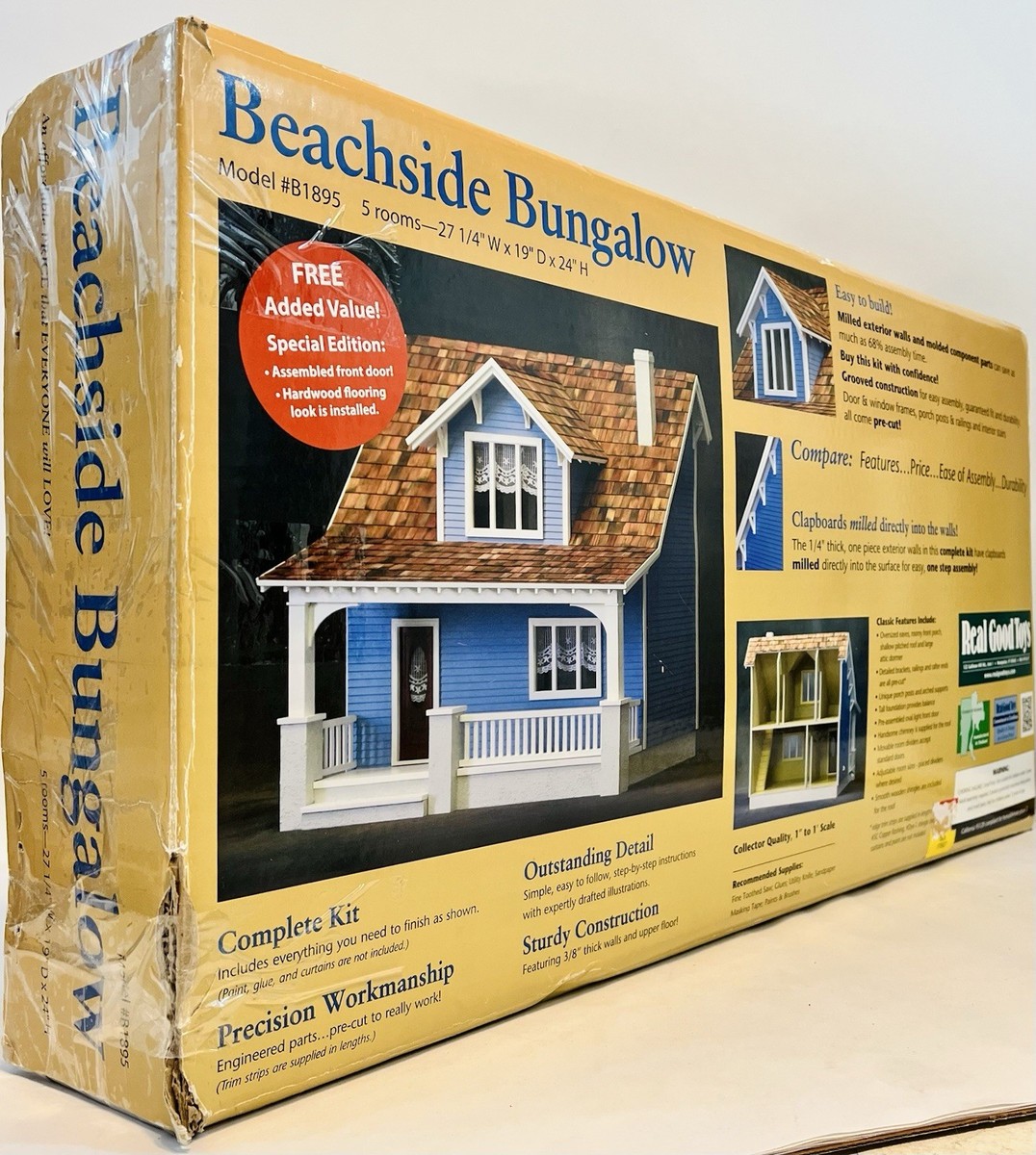 Beachside Bungalow Dollhouse Dolls House Exterior Paper Bungalow