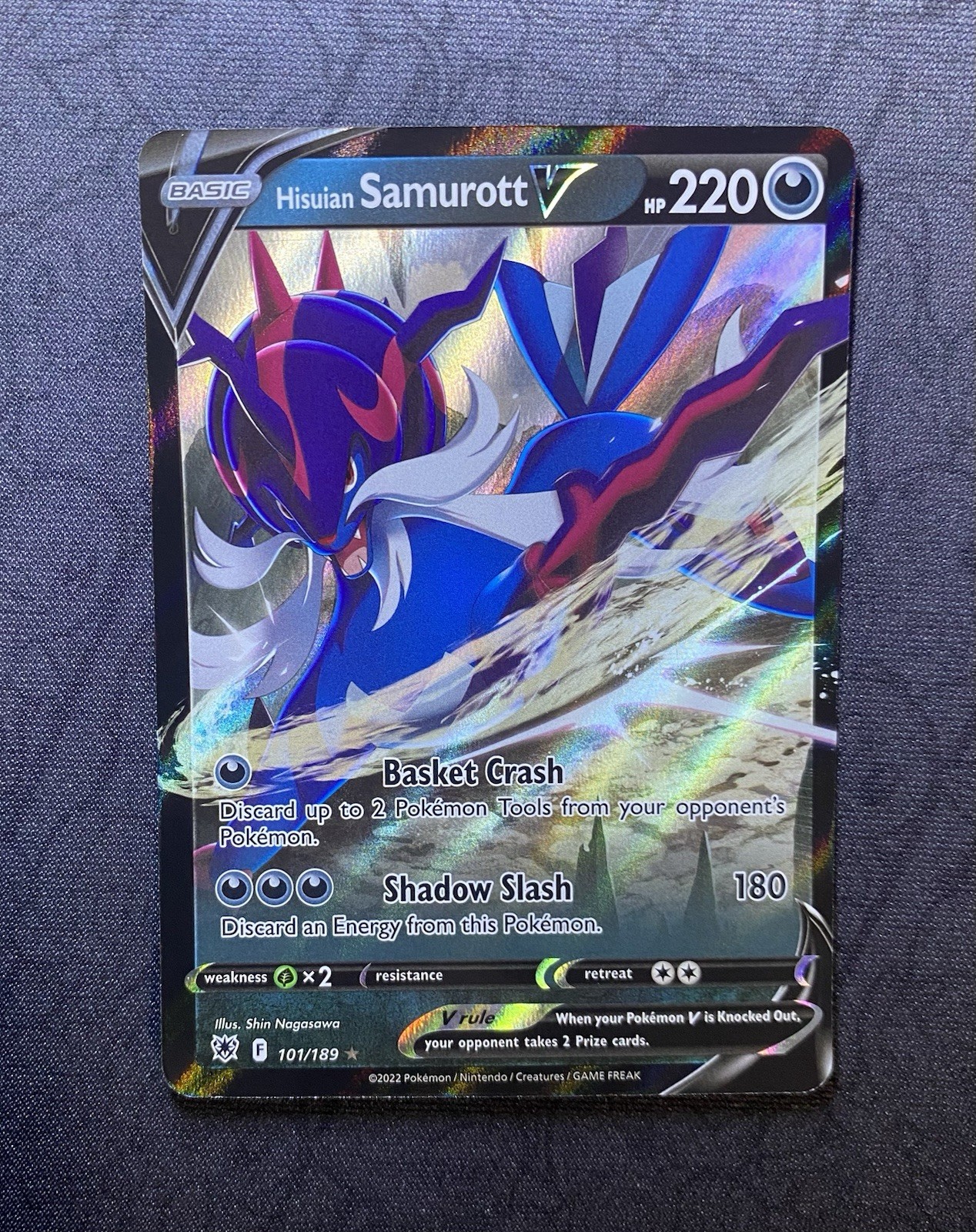 Hisuian Samurott V 101/189 Swsh10: Astral Radiance Holo Pokemon