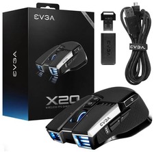 EVGA X20 Wireless Gaming Mouse RGB 10 Buttons 3-Sensor Rechargeable BT 2.4G USB