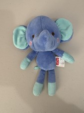 Fisher Price Blue Elephant Plush Stuffed Animal Lovey Soft Baby Toy Aqua 7"