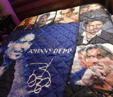 Rare Johnny Depp Photo Collage Full Size Bedspread Comforter Quilt Blanket