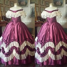 Historical Victorian Evening Dresses Civil War Vintage Ruffled Party Ball Gowns