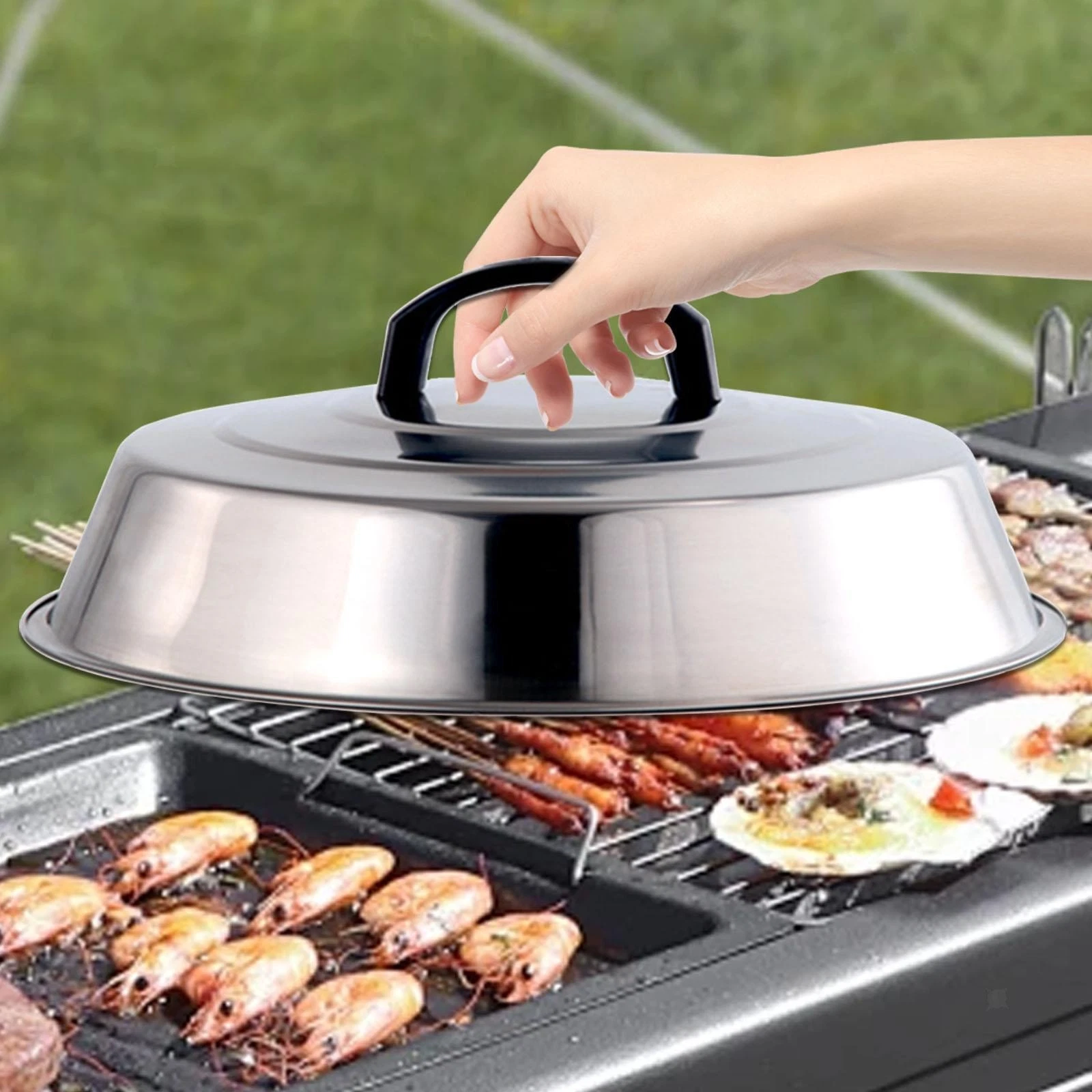 Cheese Melting Basting Cover Griddle with Handle 12" Stainless Steel Steaming