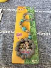 Nuby Tag-A-Long Grey Teether - Connects to Stroller - 100 Silicone - BPA Free