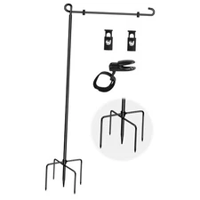 Garden Flag Stand with 5 Prong Base,Stable Design Garden Flag Holder 1 Black A
