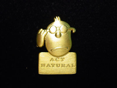 ''JJ'' Jonette Jewelry Gold Pewter 'Act Natural' Face Tack Pin by J. Benton