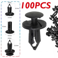 100x 8mm Bumper Clips Auto Car Hole Plastic Rivets Fastener Fender Push Pin Bk