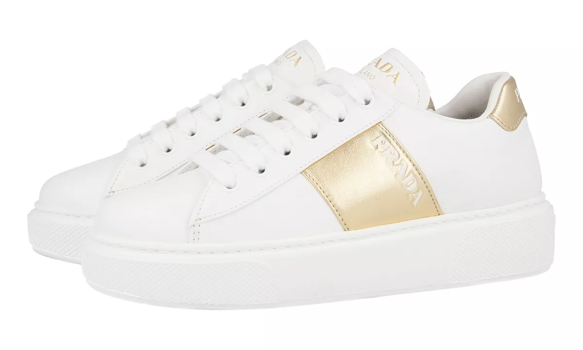 Gold prada sneakers sale