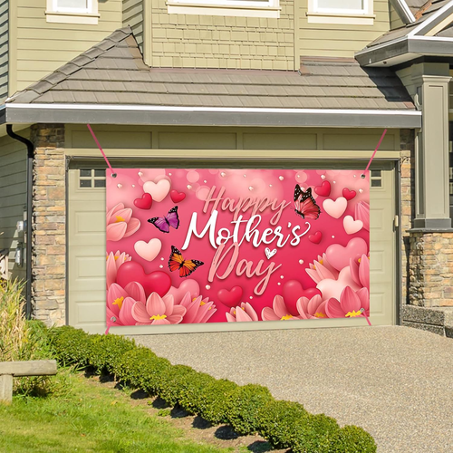 Large Happy Mother'S Day Banner Decorations Mothers Day Flag Outdoor 71X44 Inch, - Picture 5 of 7