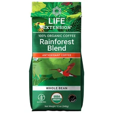 Life Extension Rainforest Blend Whole Bean Coffee, 12 Ounces