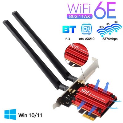 WiFi 6E 5400Mbps PCIe Wifi Adapter Wireless Card BT5.3 2.4/5/6GHz 5374Mbps