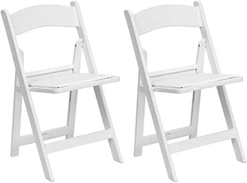 White Resin Folding Chairs - Set of 2 Lightweight Stackable Chairs with Padded S - Picture 8 of 12