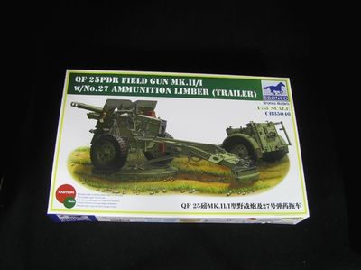 BRONCO CB35046 1/35 QF 25Pdr Field Gun Mk.II/I w/No.27 Ammunition Limber Trailer