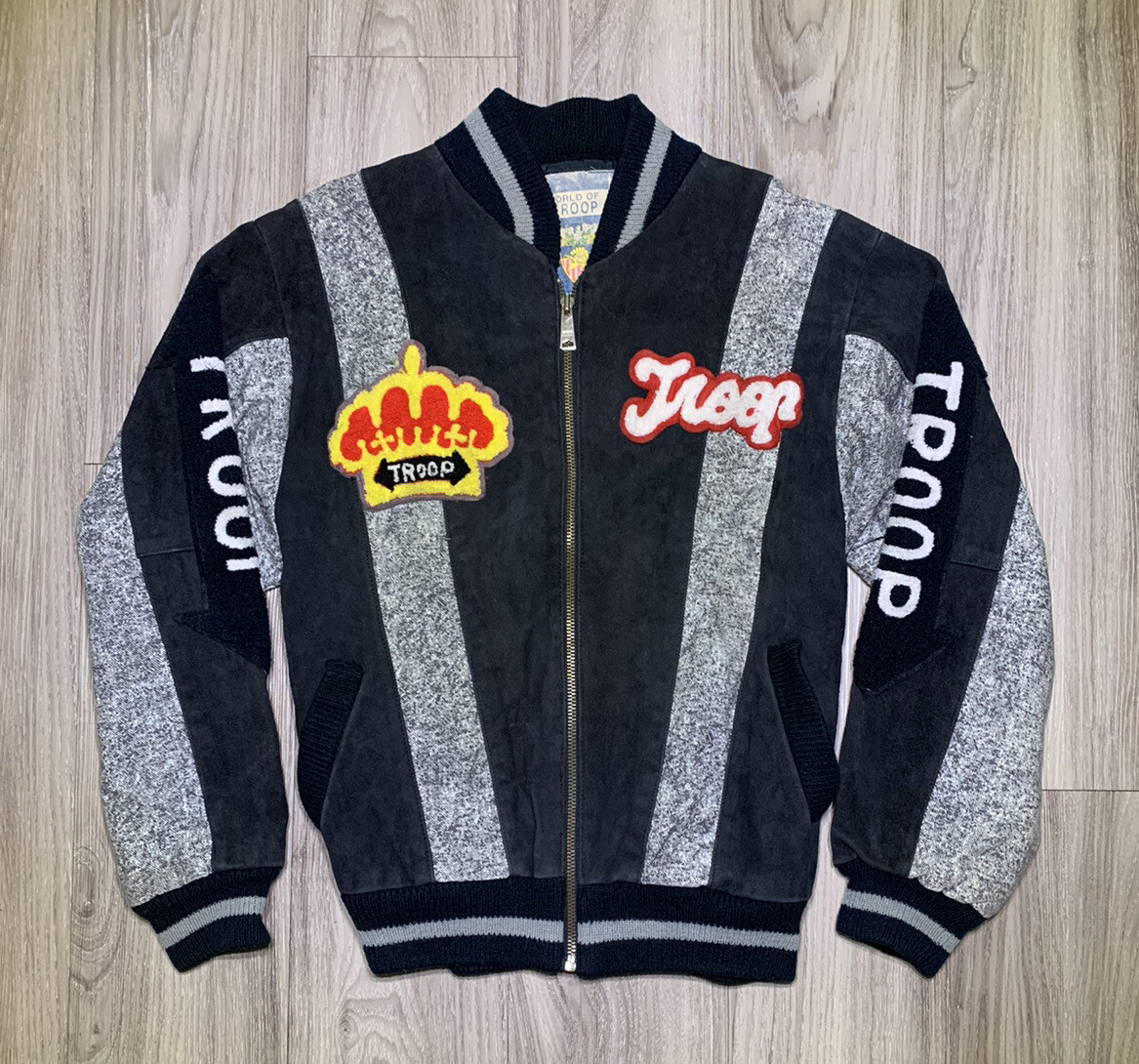 Men's S Vintage 80s Troop World Of Style Jacket Bomber Coat Men's S Vintage 80s Troop World Of Style Jacket Bomber Coat