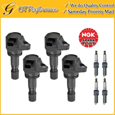 A-Premium Set Of 4 Ignition Coil Pack And Iridium Spark Plugs Compatible Honda Civic 2012 2015 1 8l Acura Ilx 2013 2015 2 0l Replace 30520r1aa01 Ngk97390