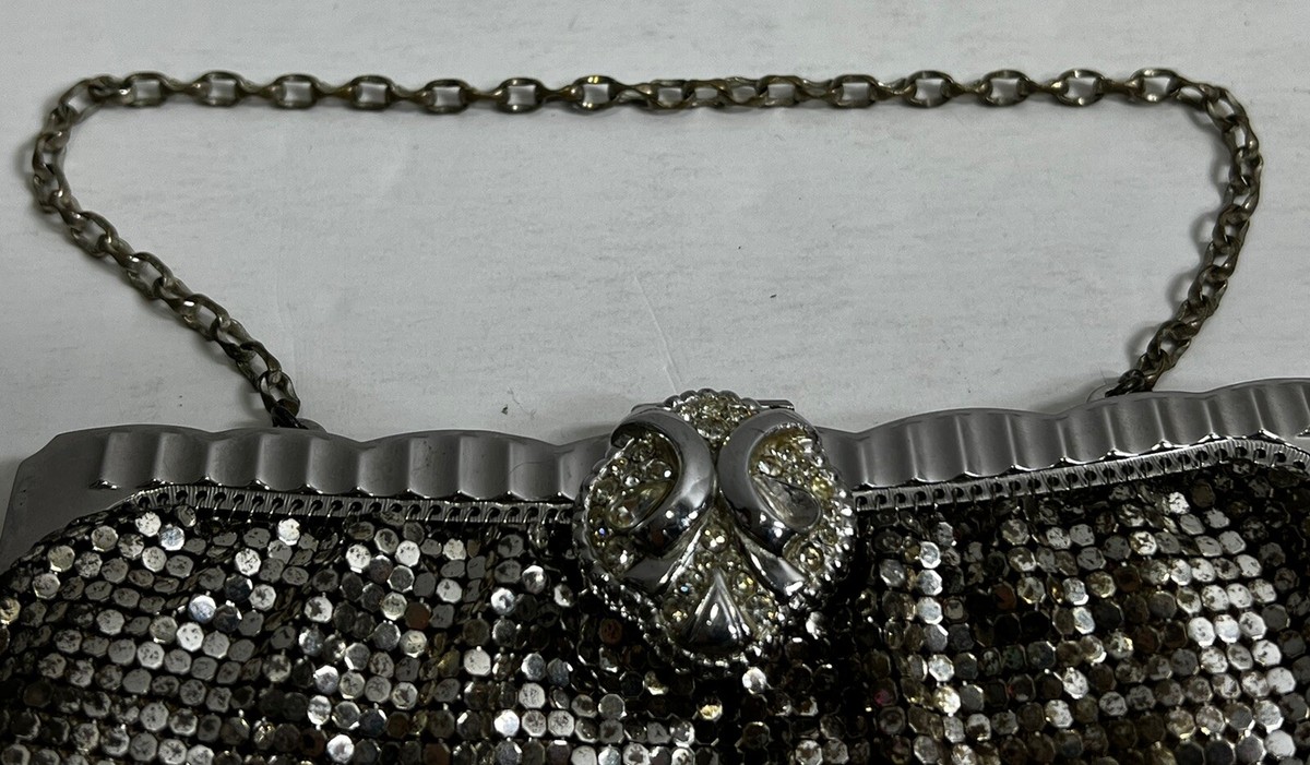 バッグ WHITIN & Davis. Bag Vintage Whiting Davis Silver-Tone Mesh Purse Handbag W