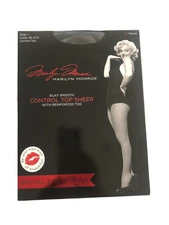 NEW- Marilyn Monroe Control Top Pantyhose- Black- US Women Size A 3 Pairs