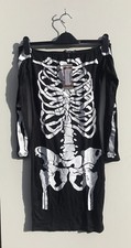 boohoo size 10 black skeleton bodycon dress bnwt white bardot off shoulder